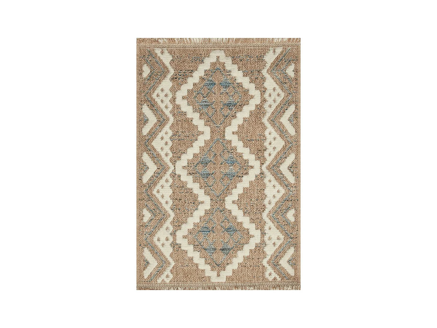 Tapis extérieur 120x170 tissé kilim marron et bleu ZEPHYR