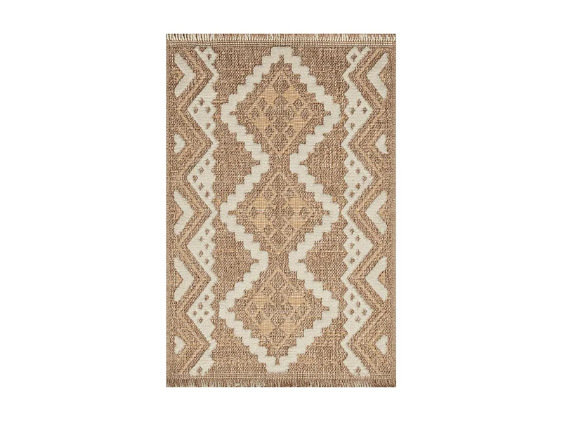 Tapis extérieur 60x180 tissé kilim marron et jaune ZEPHYR