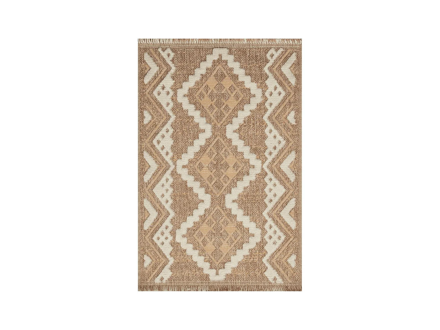 Tapis extérieur 60x180 tissé kilim marron et jaune ZEPHYR