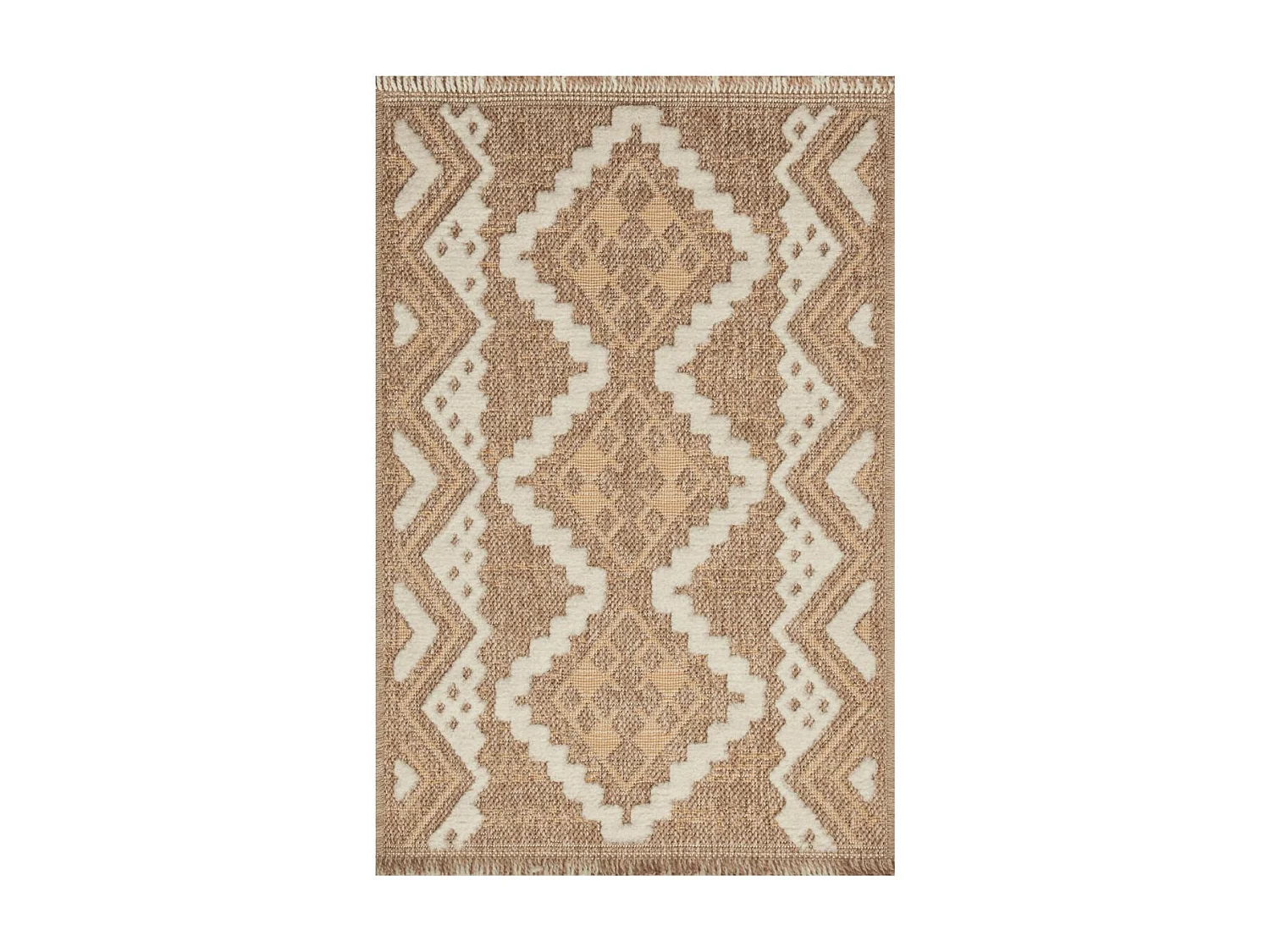 Tapis extérieur 60x180 tissé kilim marron et jaune ZEPHYR