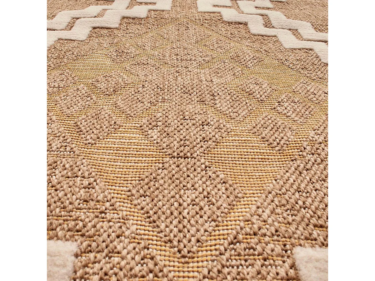 Tapis extérieur 60x180 tissé kilim marron et jaune ZEPHYR