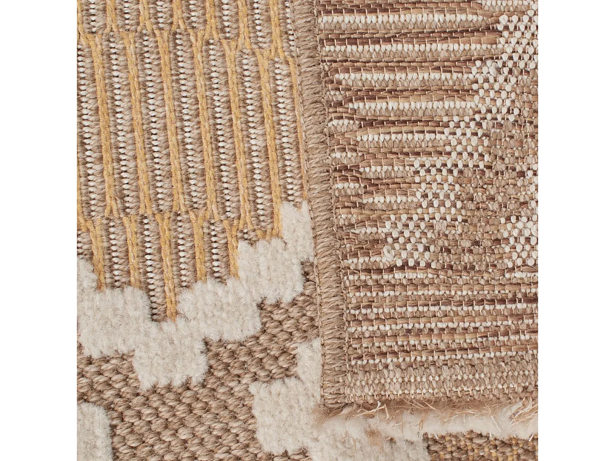 Tapis extérieur 60x180 tissé kilim marron et jaune ZEPHYR