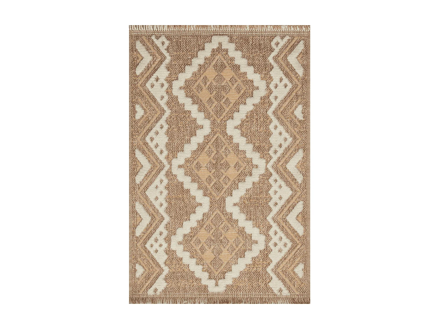 Tapis extérieur 60x180 tissé kilim marron et jaune ZEPHYR