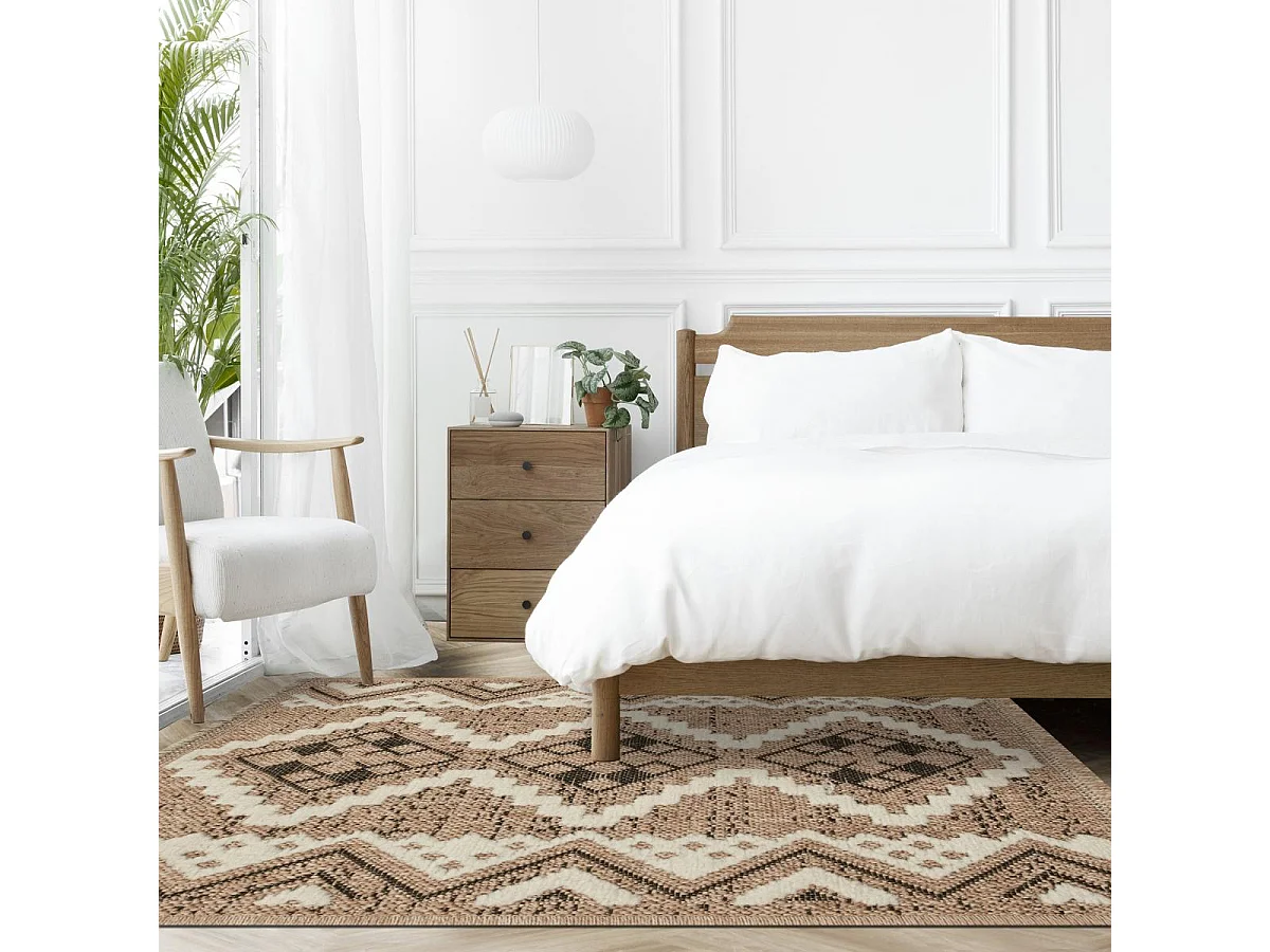 Tapis extérieur 60x180 tissé kilim marron et noir ZEPHYR