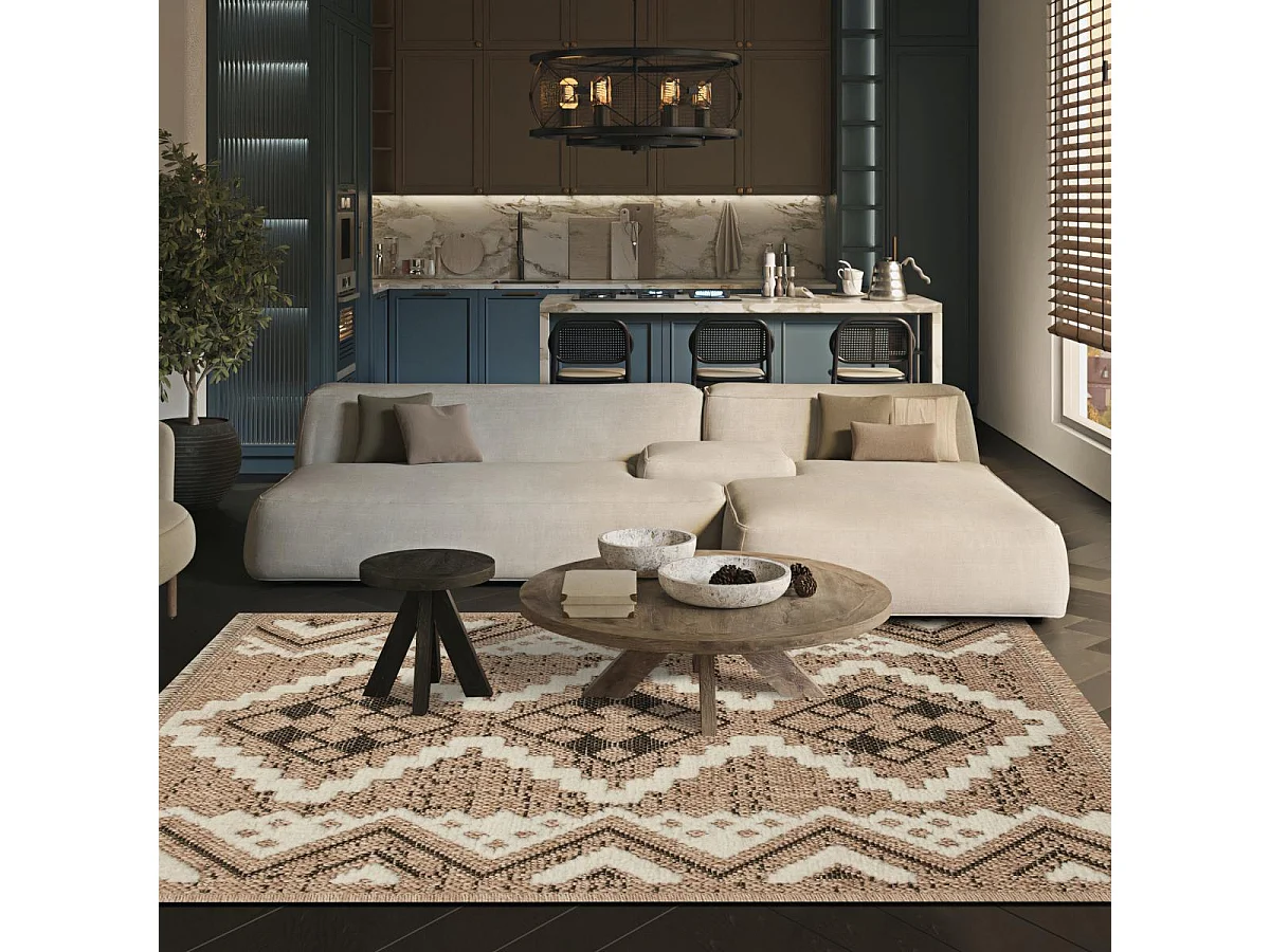 Tapis extérieur 60x180 tissé kilim marron et noir ZEPHYR