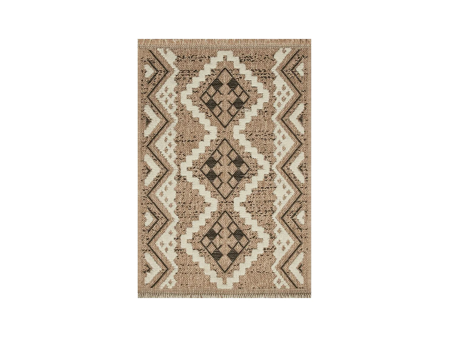 Tapis extérieur 60x180 tissé kilim marron et noir ZEPHYR