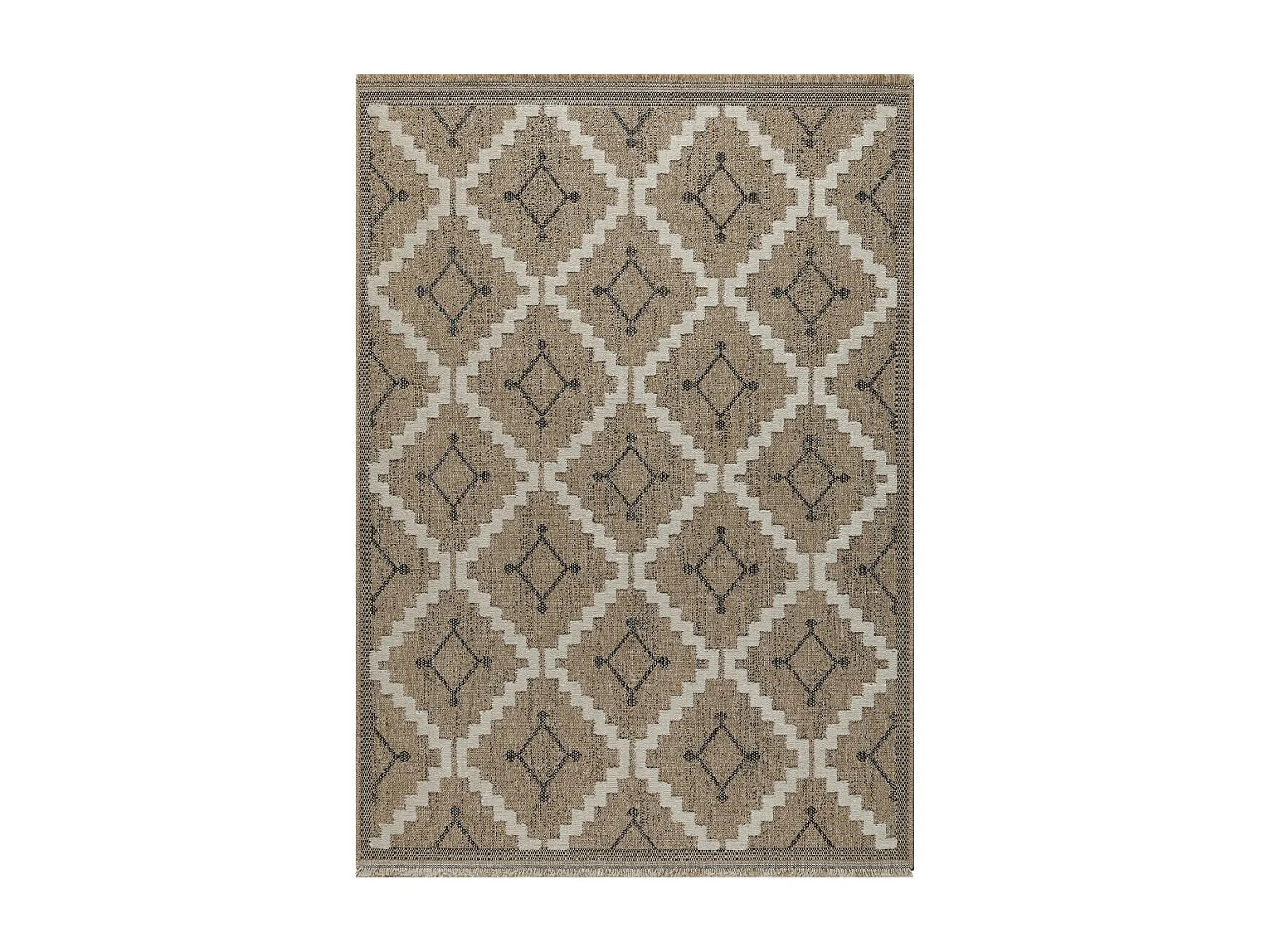 Tapis extérieur 60x90 tissé kilim maron et gris ZEPHYR 2