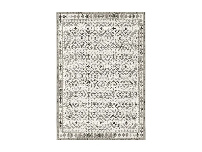 Tapis extérieur 160x230 tissé kilim marron et crème CASADA 5