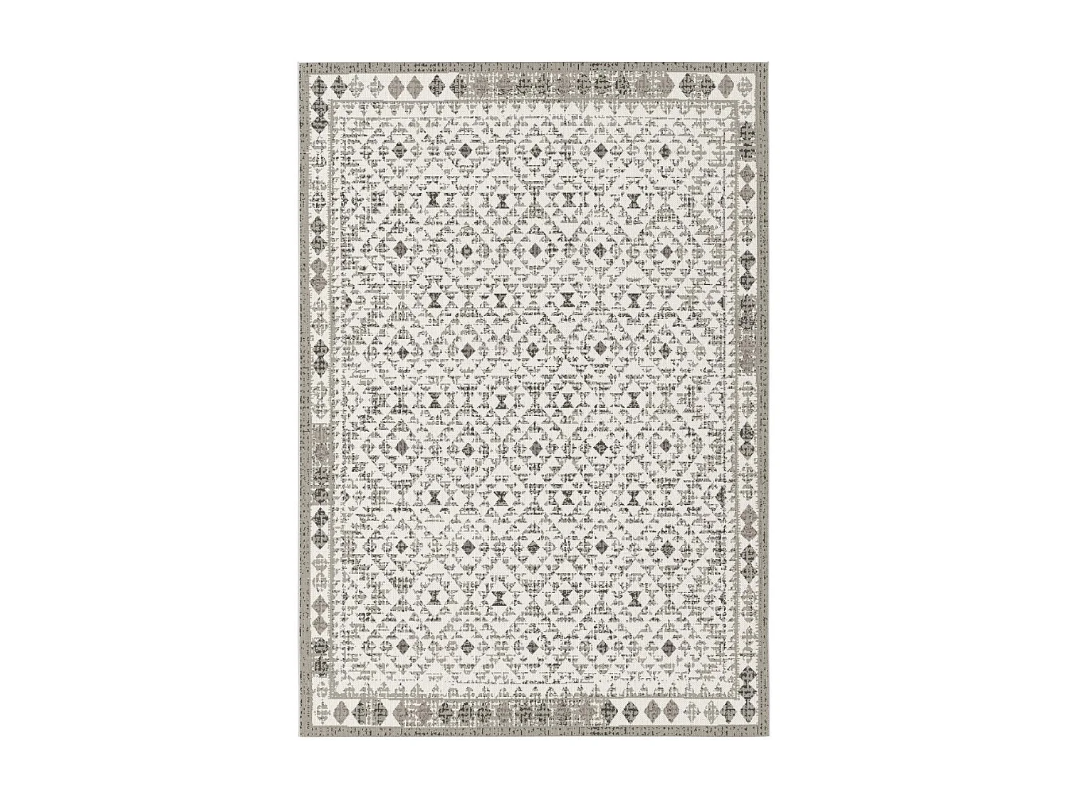 Tapis extérieur 160x230 tissé kilim marron et crème CASADA 5