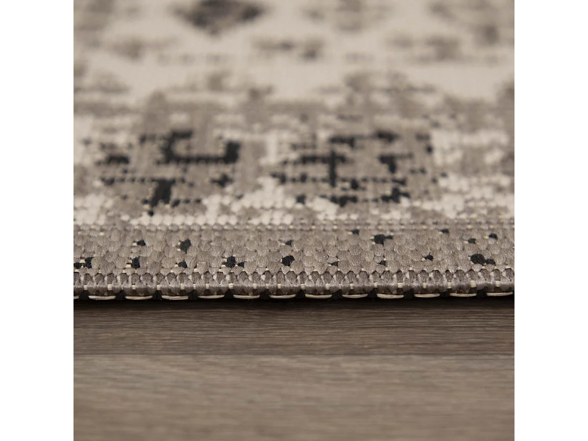 Tapis extérieur 160x230 tissé kilim marron et crème CASADA 5