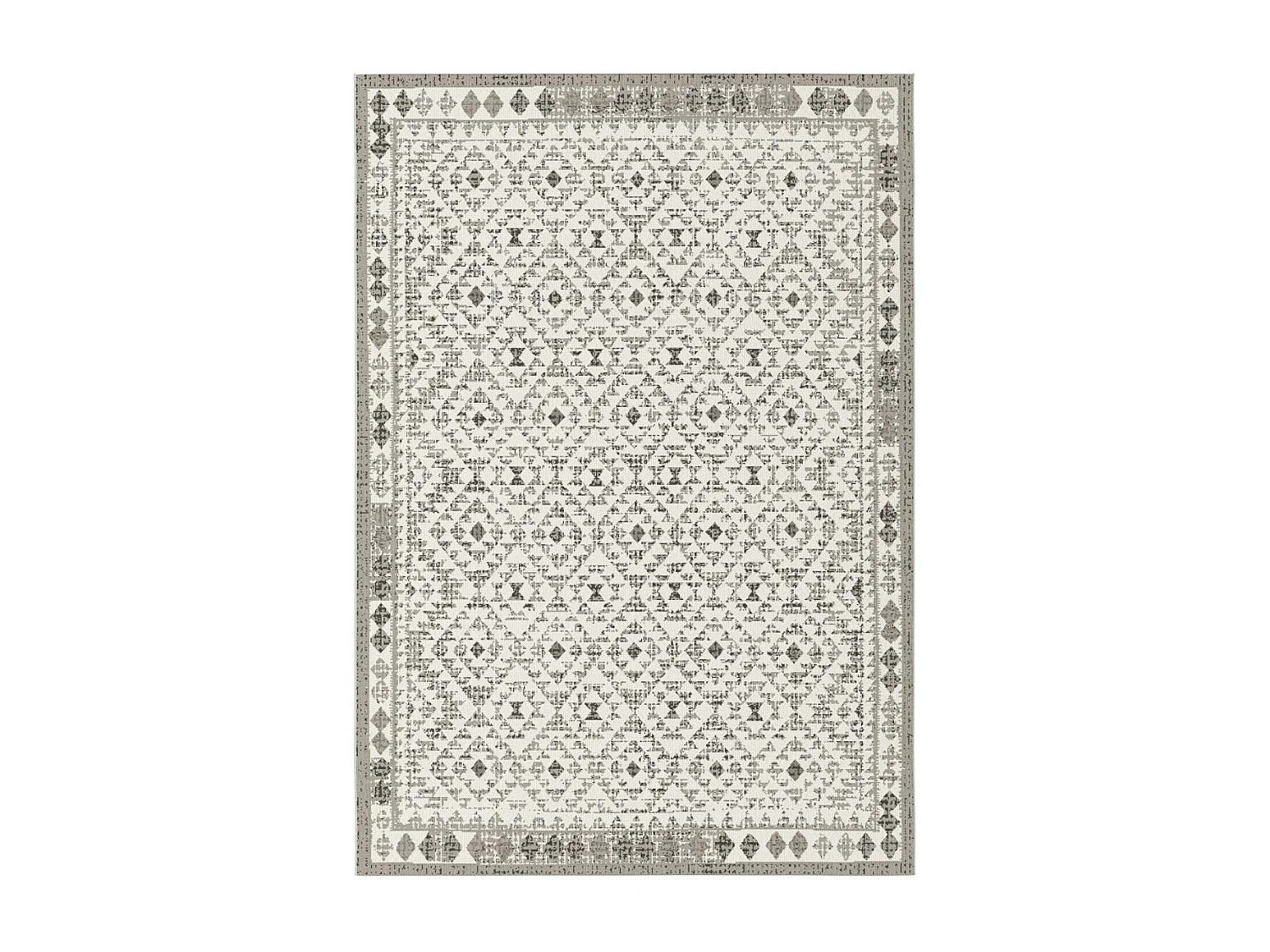 Tapis extérieur 160x230 tissé kilim marron et crème CASADA 5