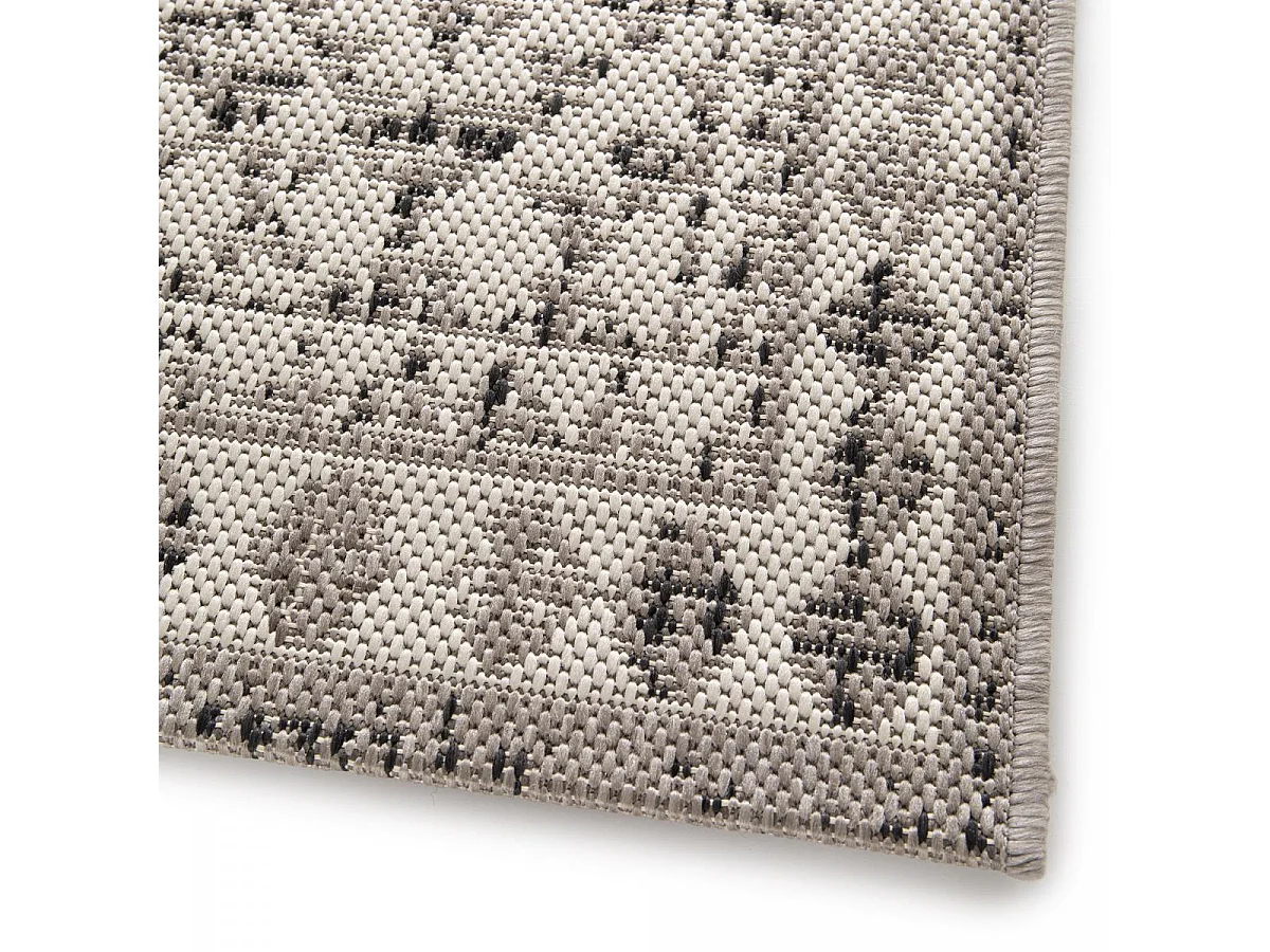 Tapis extérieur 160x230 tissé kilim marron et crème CASADA 5