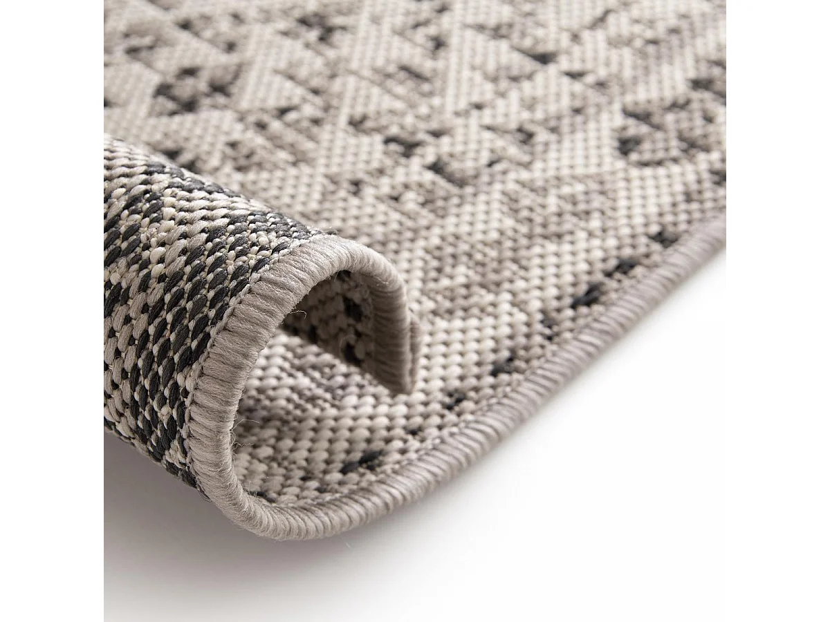 Tapis extérieur 160x230 tissé kilim marron et crème CASADA 5