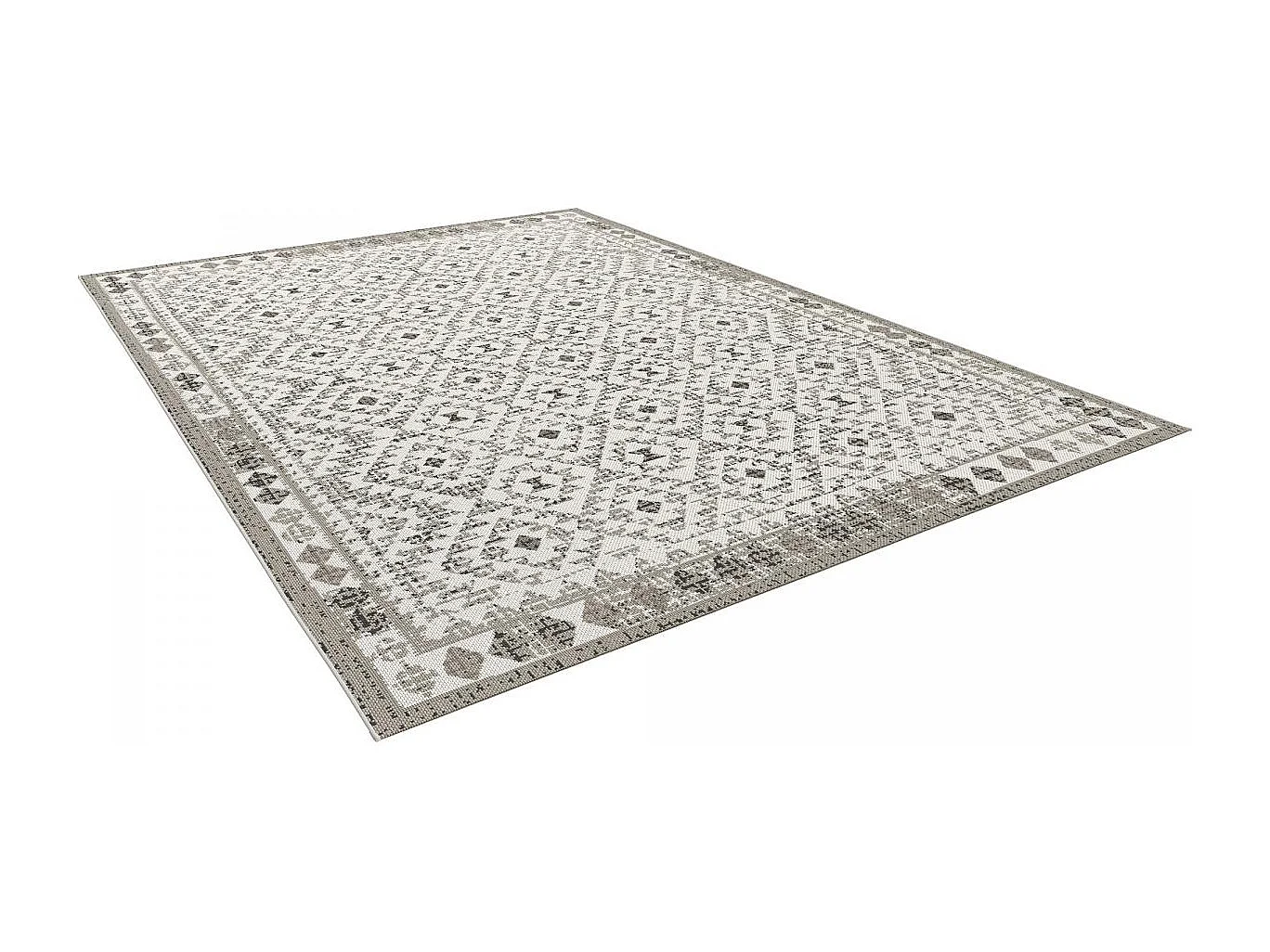 Tapis extérieur 160x230 tissé kilim marron et crème CASADA 5