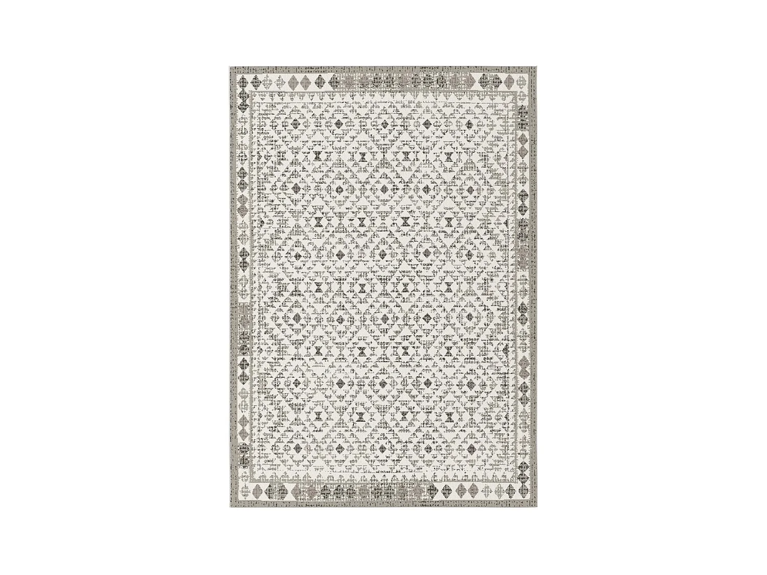 Tapis extérieur 160x230 tissé kilim marron et crème CASADA 5
