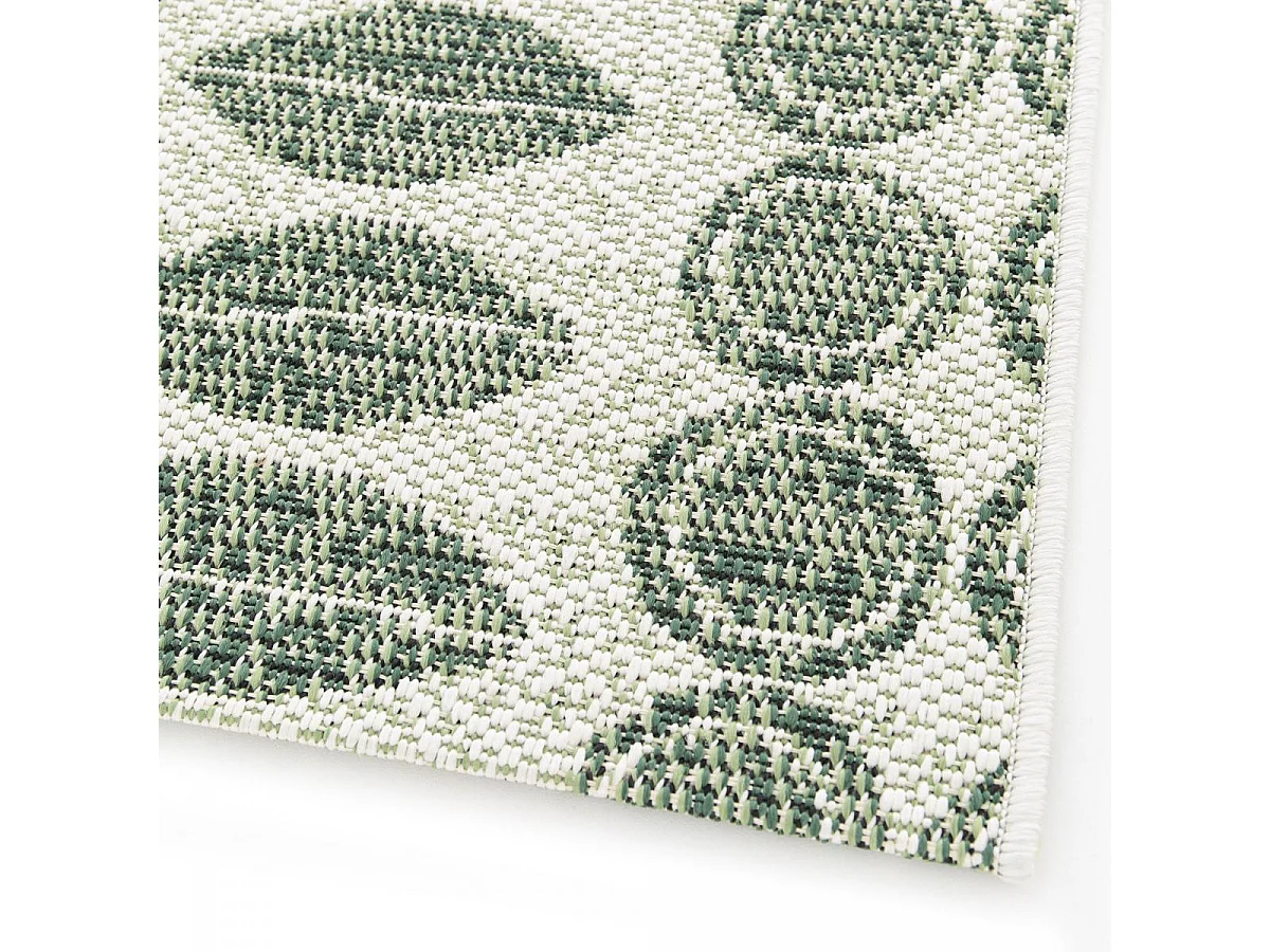 Tapis extérieur 120x170 tissé kilim vert et crème CASADA 1