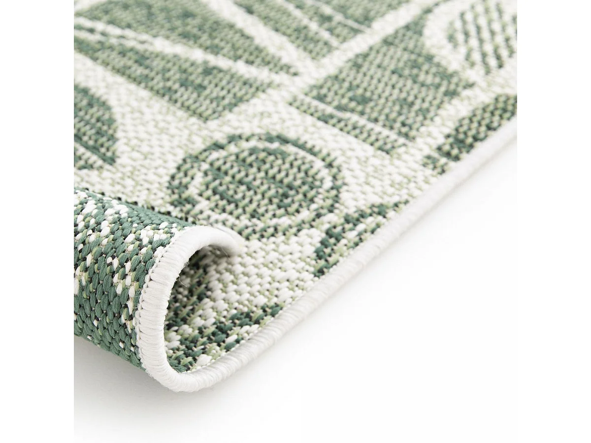 Tapis extérieur 120x170 tissé kilim vert et crème CASADA 1