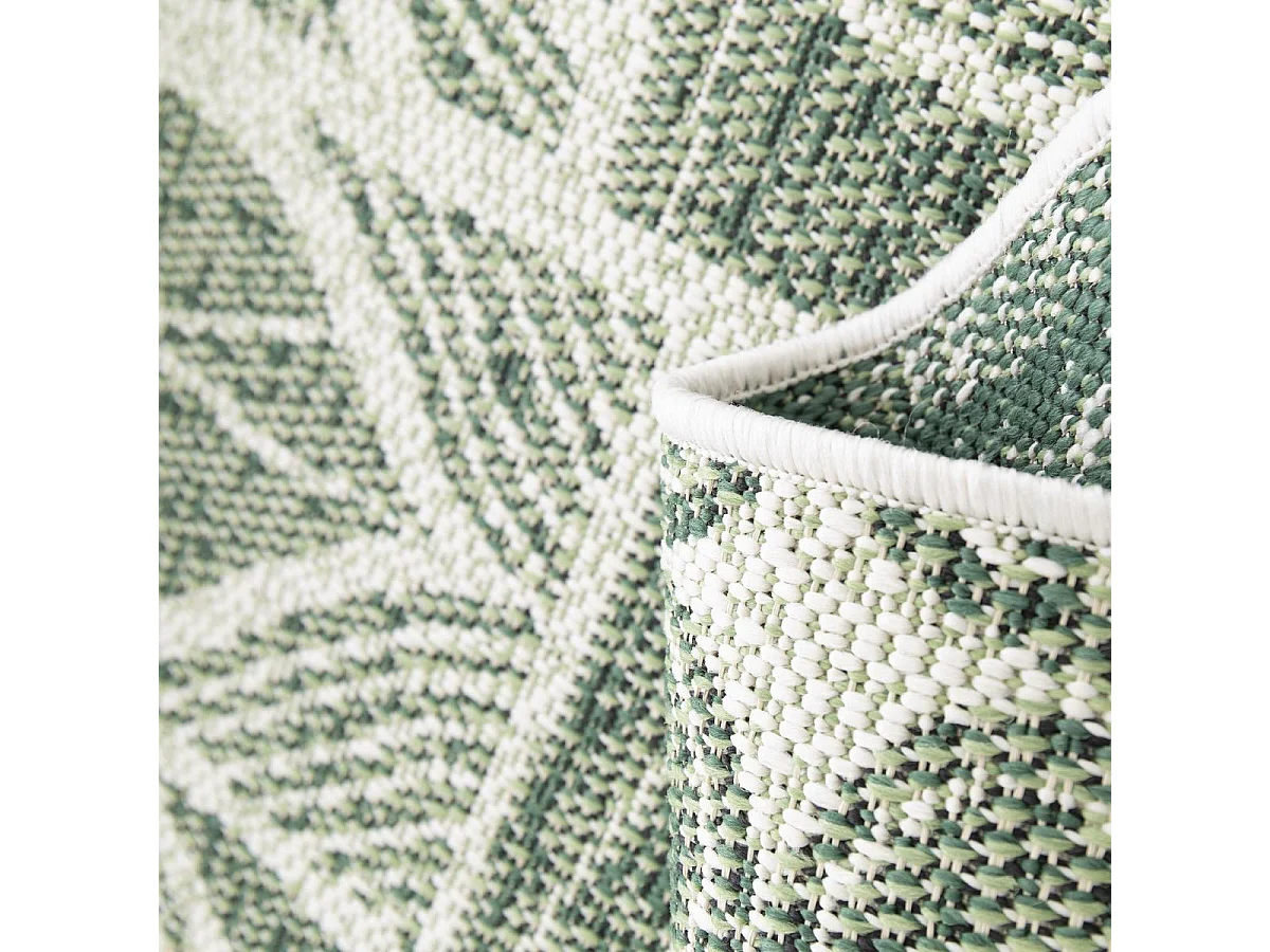 Tapis extérieur 120x170 tissé kilim vert et crème CASADA 1