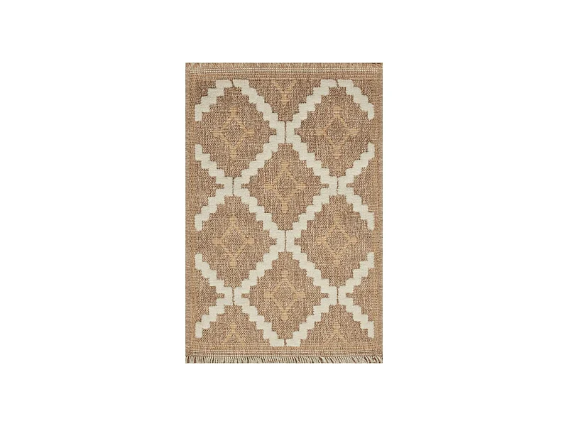 Tapis extérieur 60x90 tissé kilim maron et jaune ZEPHYR 2