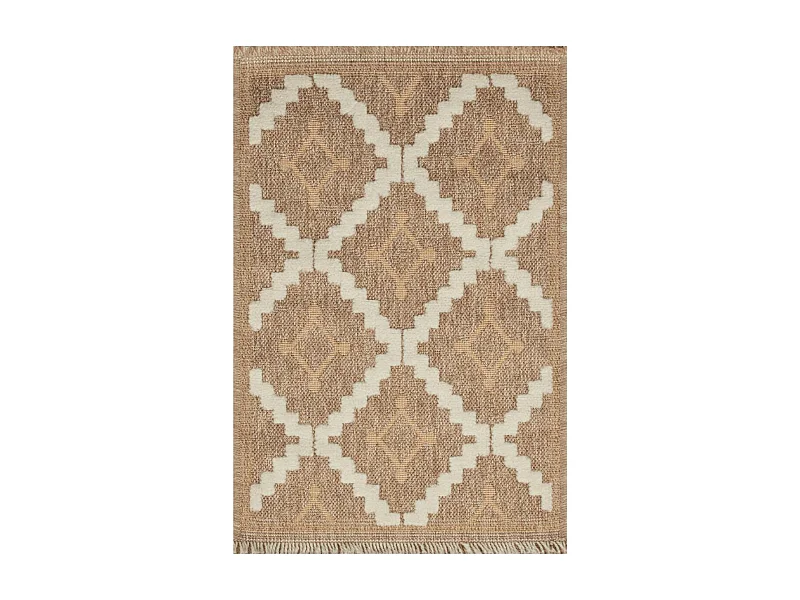 Tapis extérieur 60x90 tissé kilim maron et jaune ZEPHYR 2