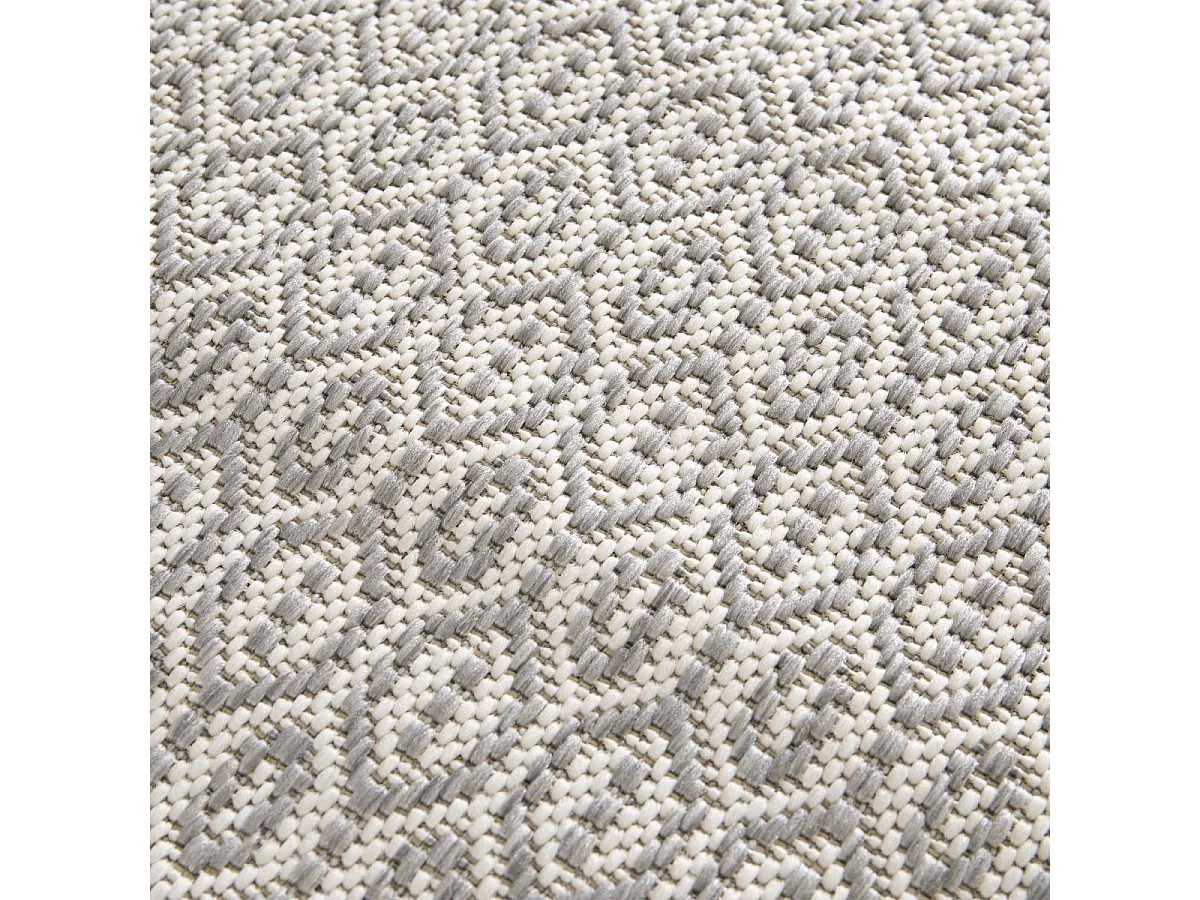 Tapis extérieur 200x290 tissé kilim gris et blanc STALOW 4