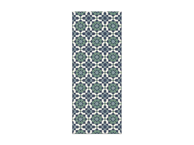 Tapis extérieur 80x200 tissé kilim vert et bleu CASADA 14