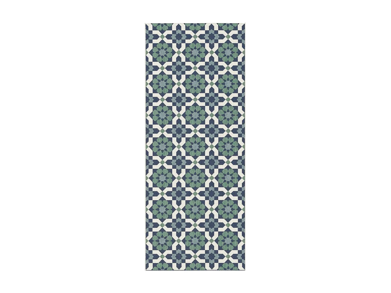Tapis extérieur 80x200 tissé kilim vert et bleu CASADA 14