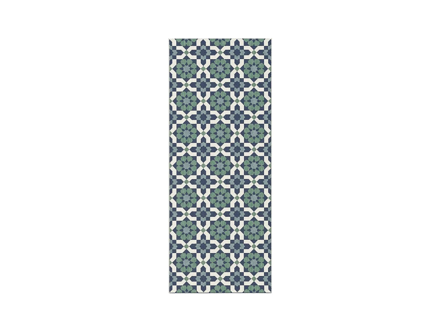 Tapis extérieur 80x200 tissé kilim vert et bleu CASADA 14