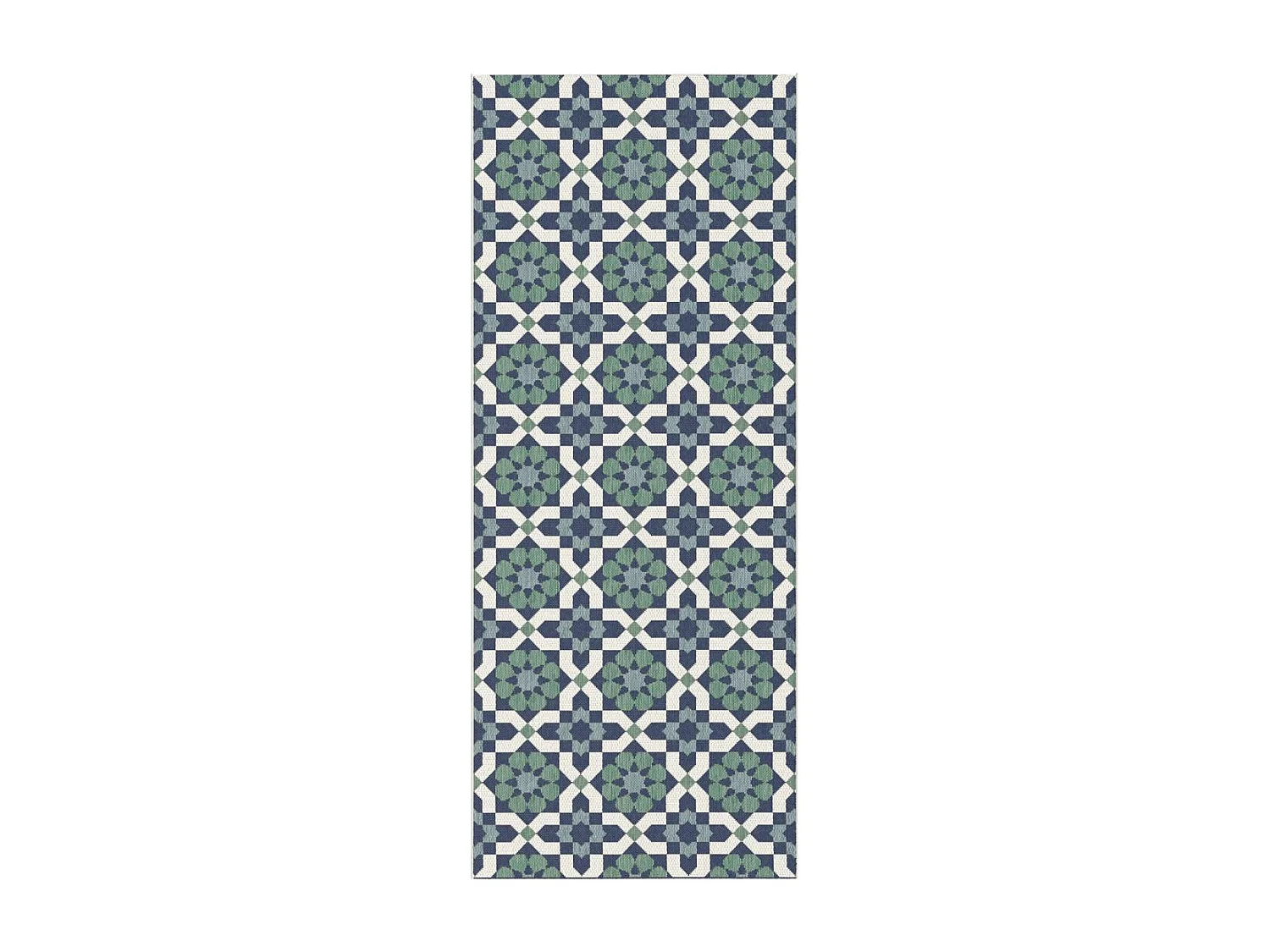 Tapis extérieur 80x200 tissé kilim vert et bleu CASADA 14