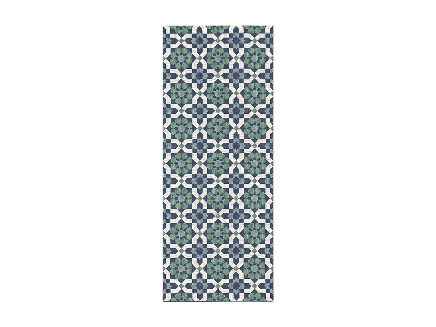 Tapis extérieur 80x200 tissé kilim vert et bleu CASADA 14