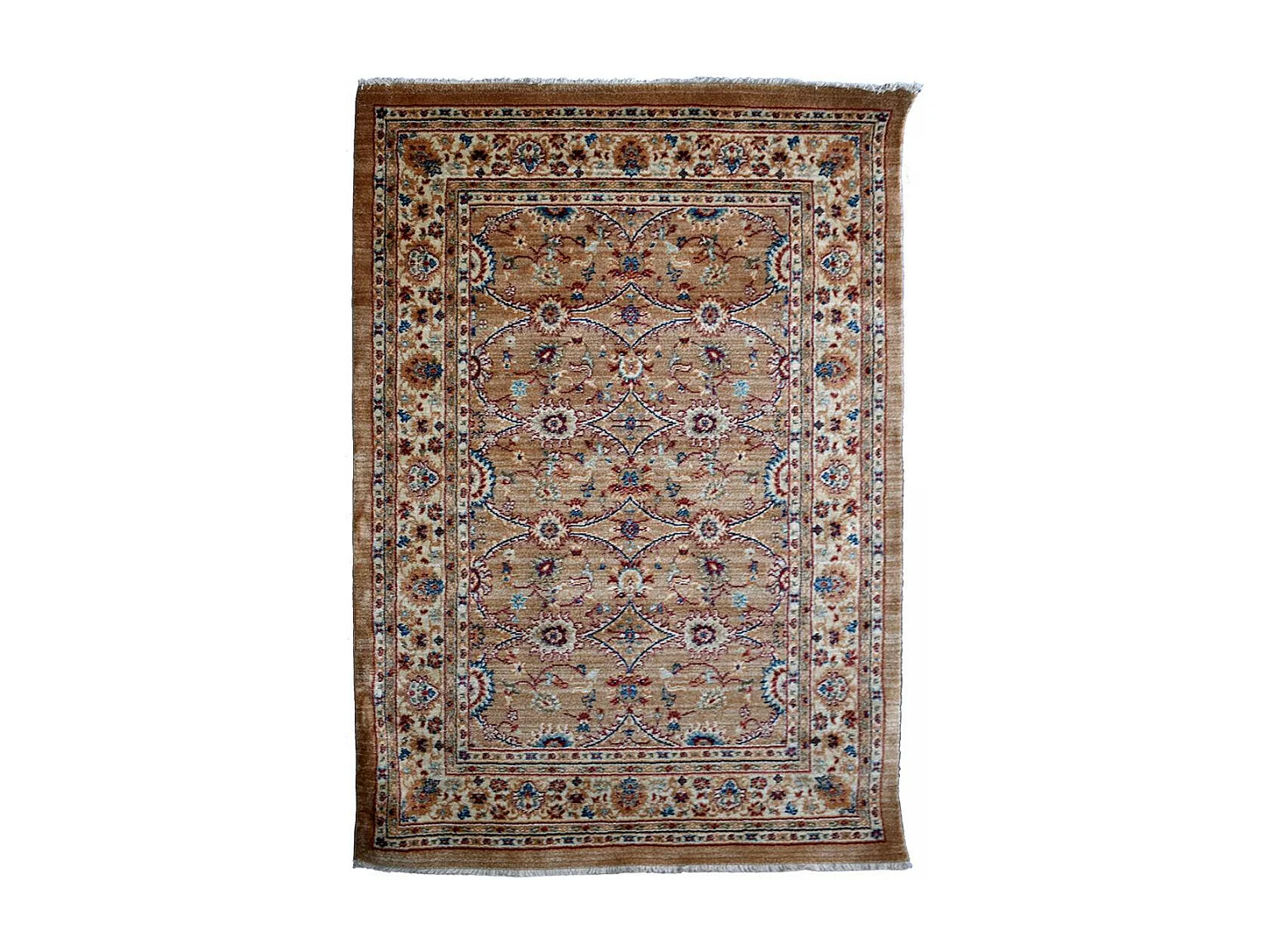 Tapis orient 120x180 rectangle beige et ivoire tissé motif traditionnel CHOBAY D