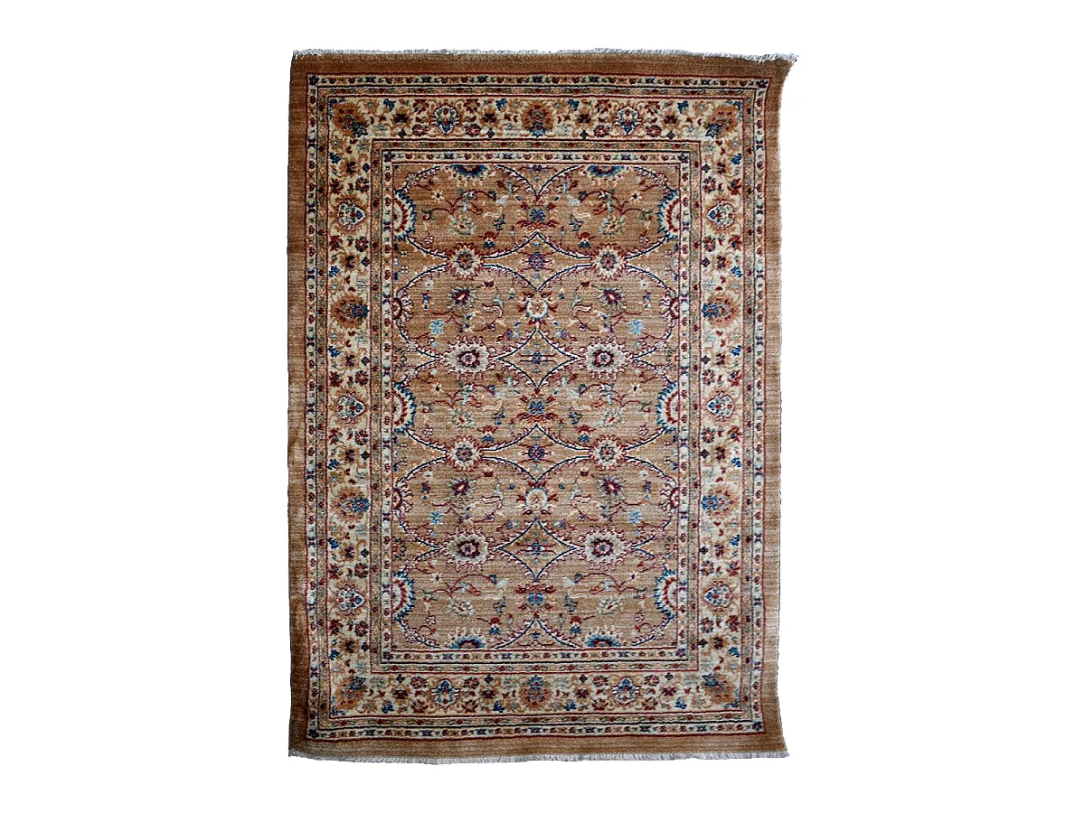Tapis orient 120x180 rectangle beige et ivoire tissé motif traditionnel CHOBAY D