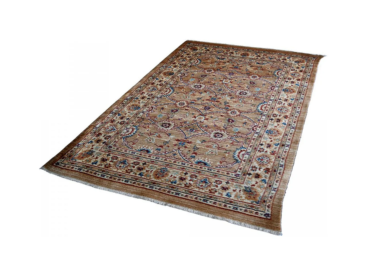 Tapis orient 120x180 rectangle beige et ivoire tissé motif traditionnel CHOBAY D