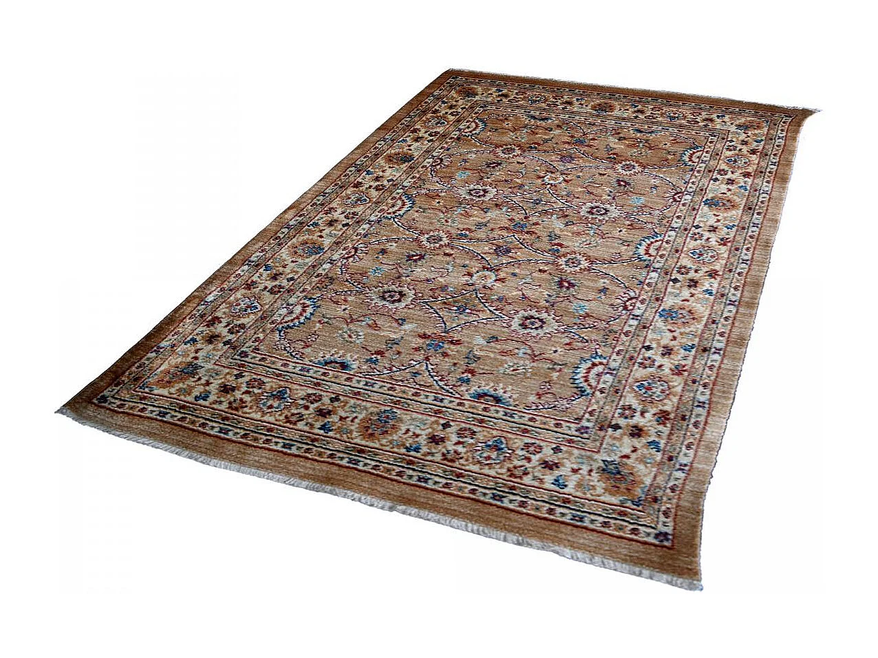 Tapis orient 120x180 rectangle beige et ivoire tissé motif traditionnel CHOBAY D