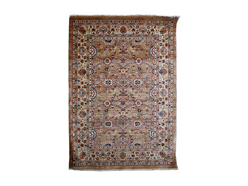 Tapis orient 120x180 rectangle beige et ivoire tissé motif traditionnel CHOBAY D