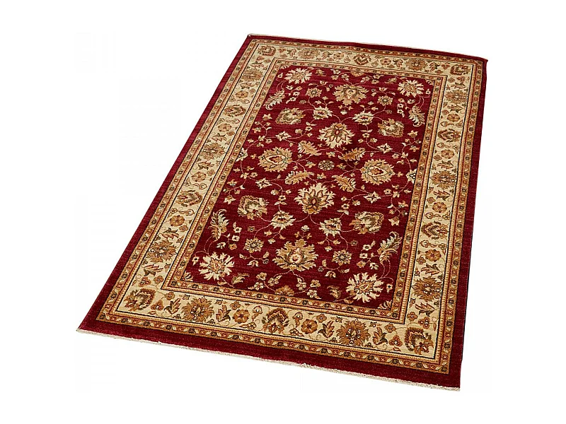Tapis orient 120x180 rectangle rouge et ivoire tissé motif traditionnel CHOBAY A