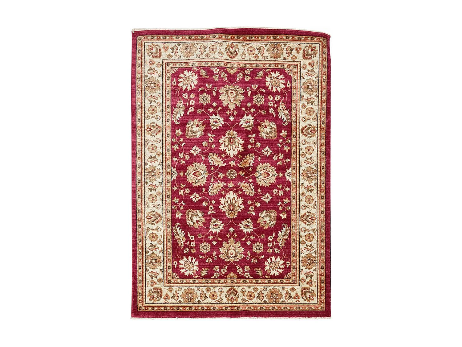 Tapis orient 120x180 rectangle rouge et ivoire tissé motif traditionnel CHOBAY A