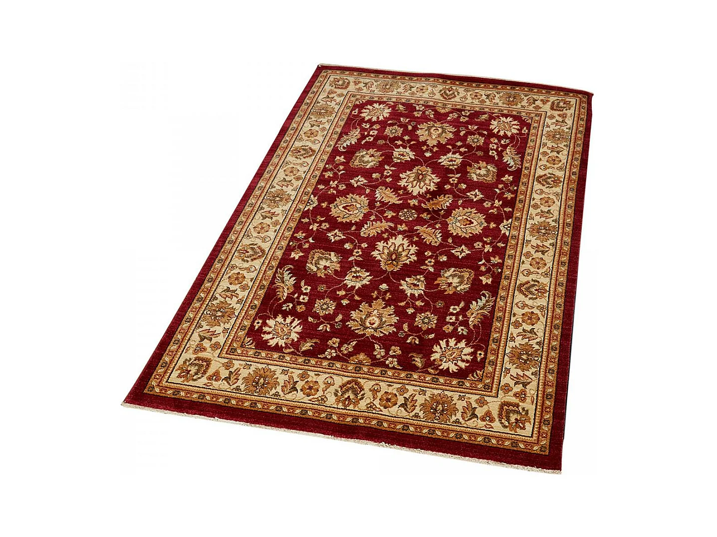 Tapis orient 120x180 rectangle rouge et ivoire tissé motif traditionnel CHOBAY A