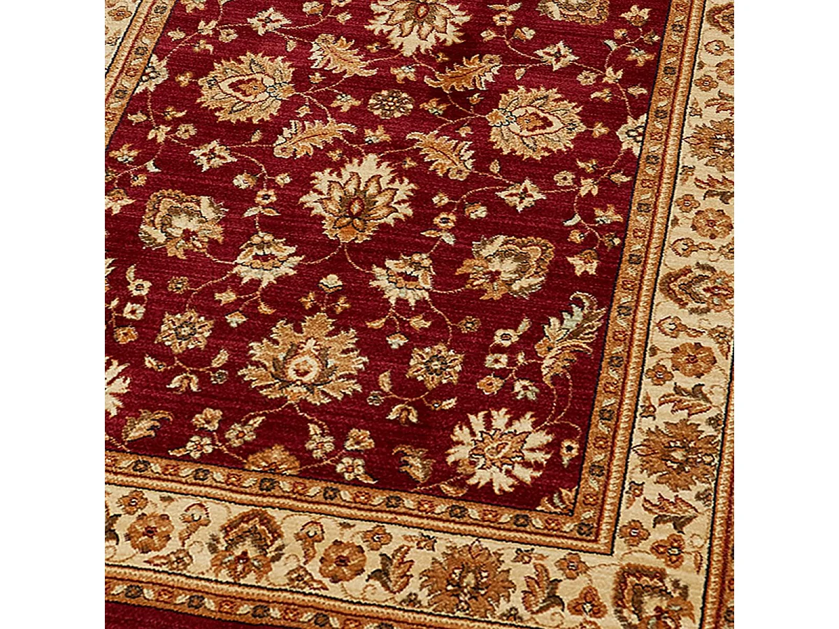 Tapis orient 120x180 rectangle rouge et ivoire tissé motif traditionnel CHOBAY A