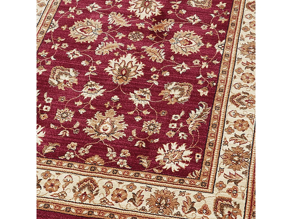 Tapis orient 120x180 rectangle rouge et ivoire tissé motif traditionnel CHOBAY A