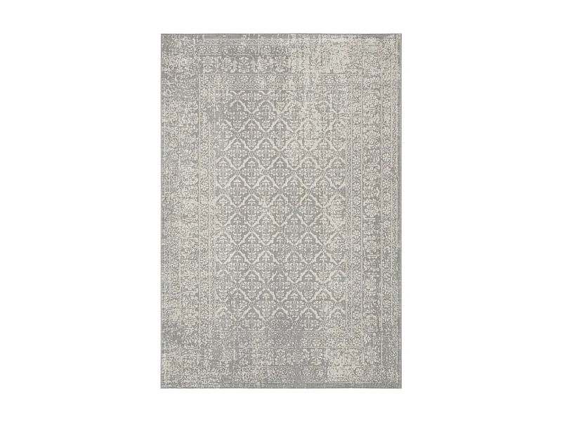 tapis couloir 80x200 tissé gris rectangle motif ethnique LUMIN 4