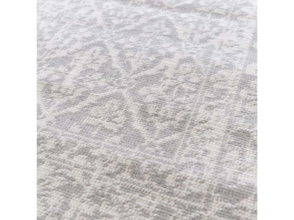 tapis couloir 80x200 tissé gris rectangle motif ethnique LUMIN 4