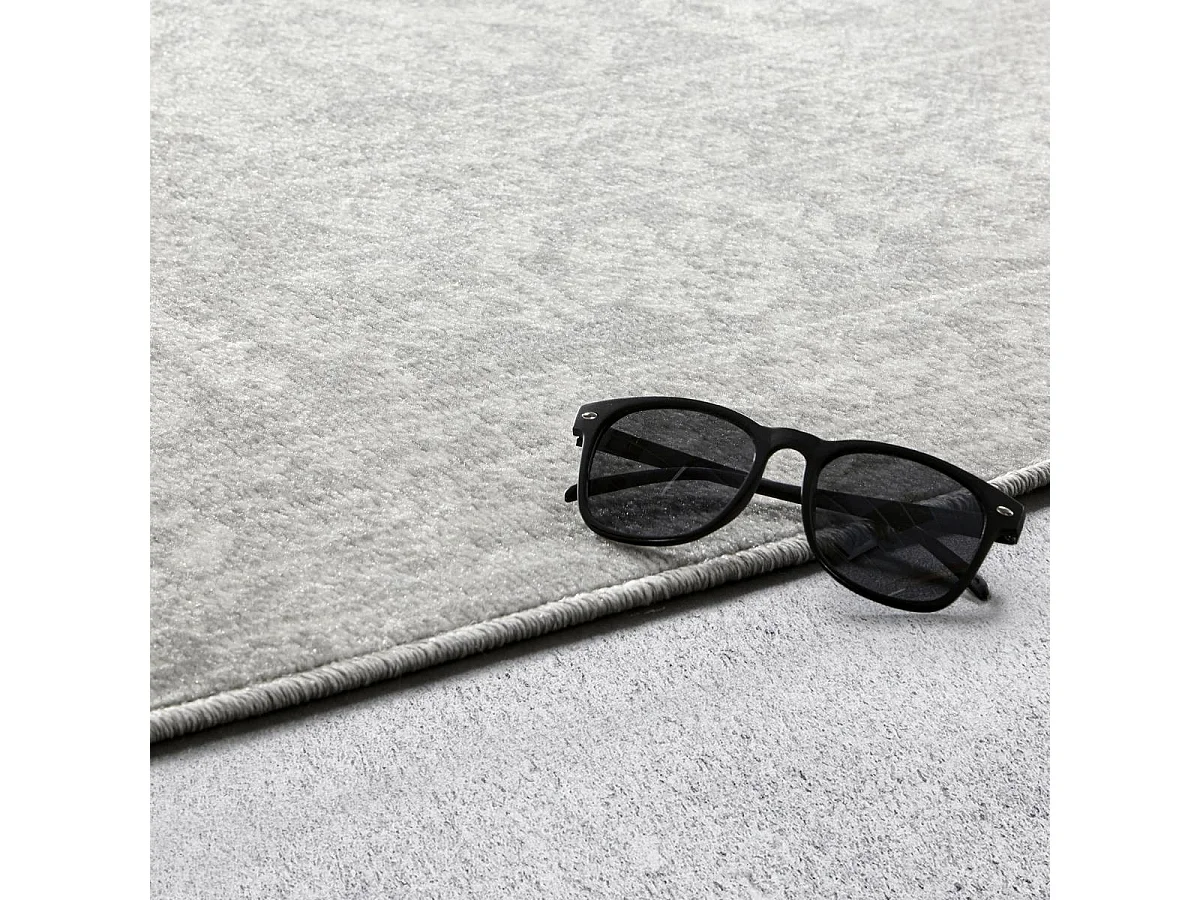 tapis couloir 80x200 tissé gris rectangle motif ethnique LUMIN 4