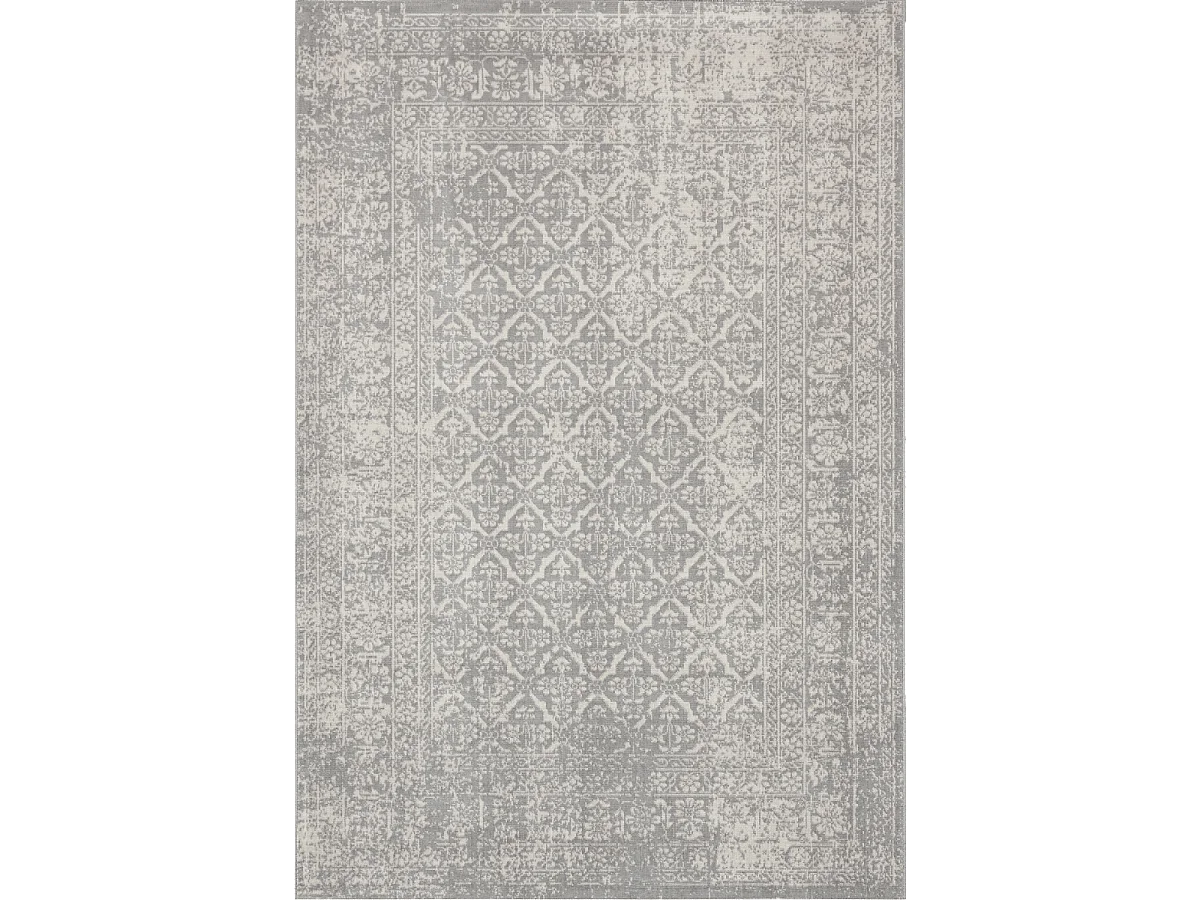 tapis couloir 80x200 tissé gris rectangle motif ethnique LUMIN 4