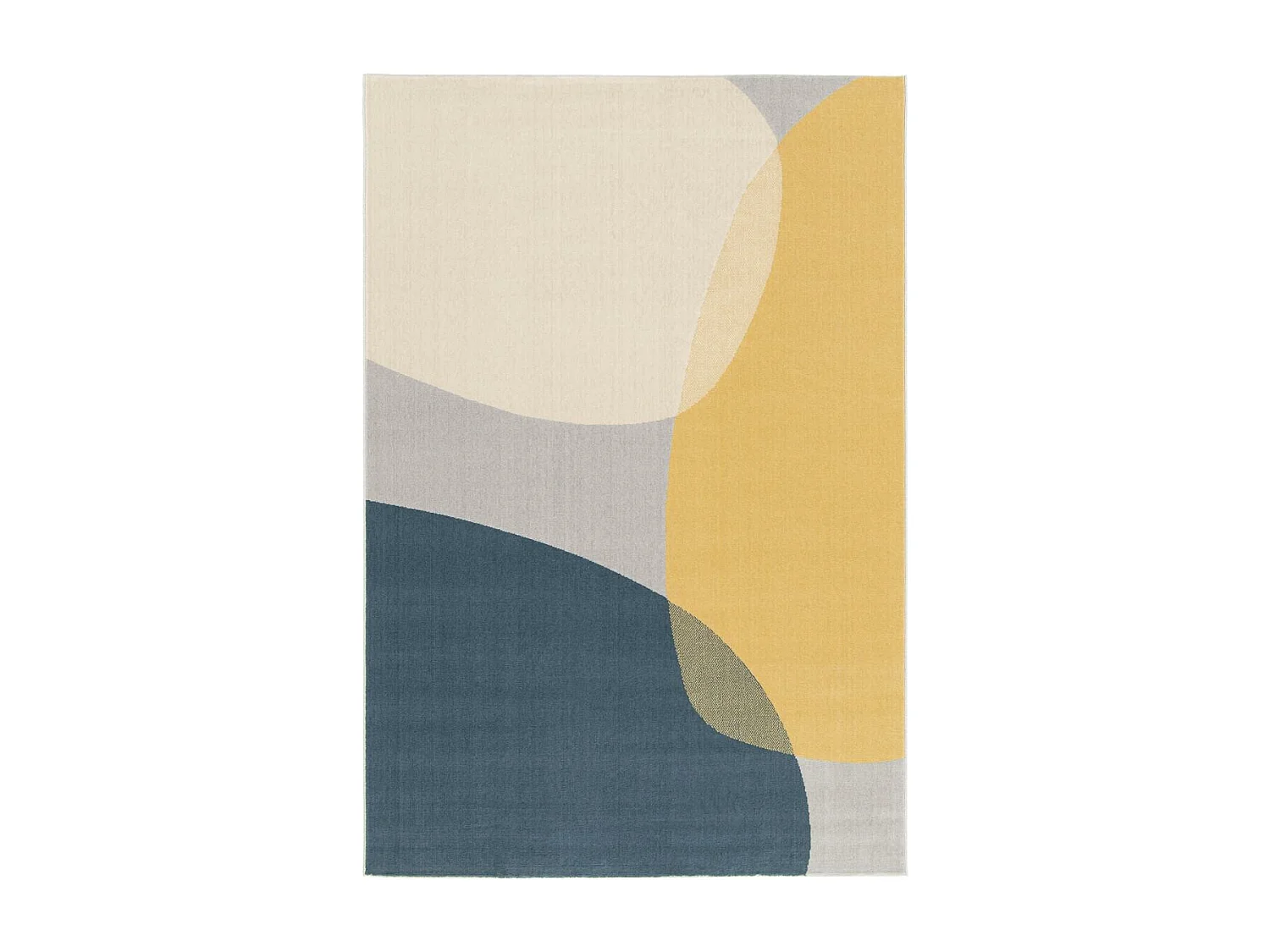 tapis chambre 80x150 tissé bleu et jaune rectangle motif abstrait FLARINE 4