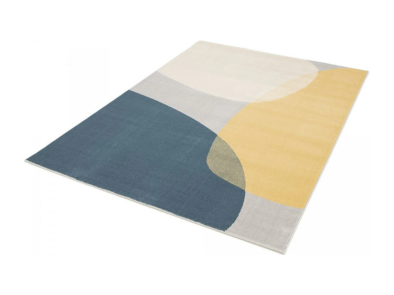 tapis chambre 80x150 tissé bleu et jaune rectangle motif abstrait FLARINE 4