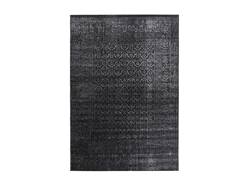 tapis salle à manger 160x230 tissé noir rectangle motif ethnique LUMIN 4