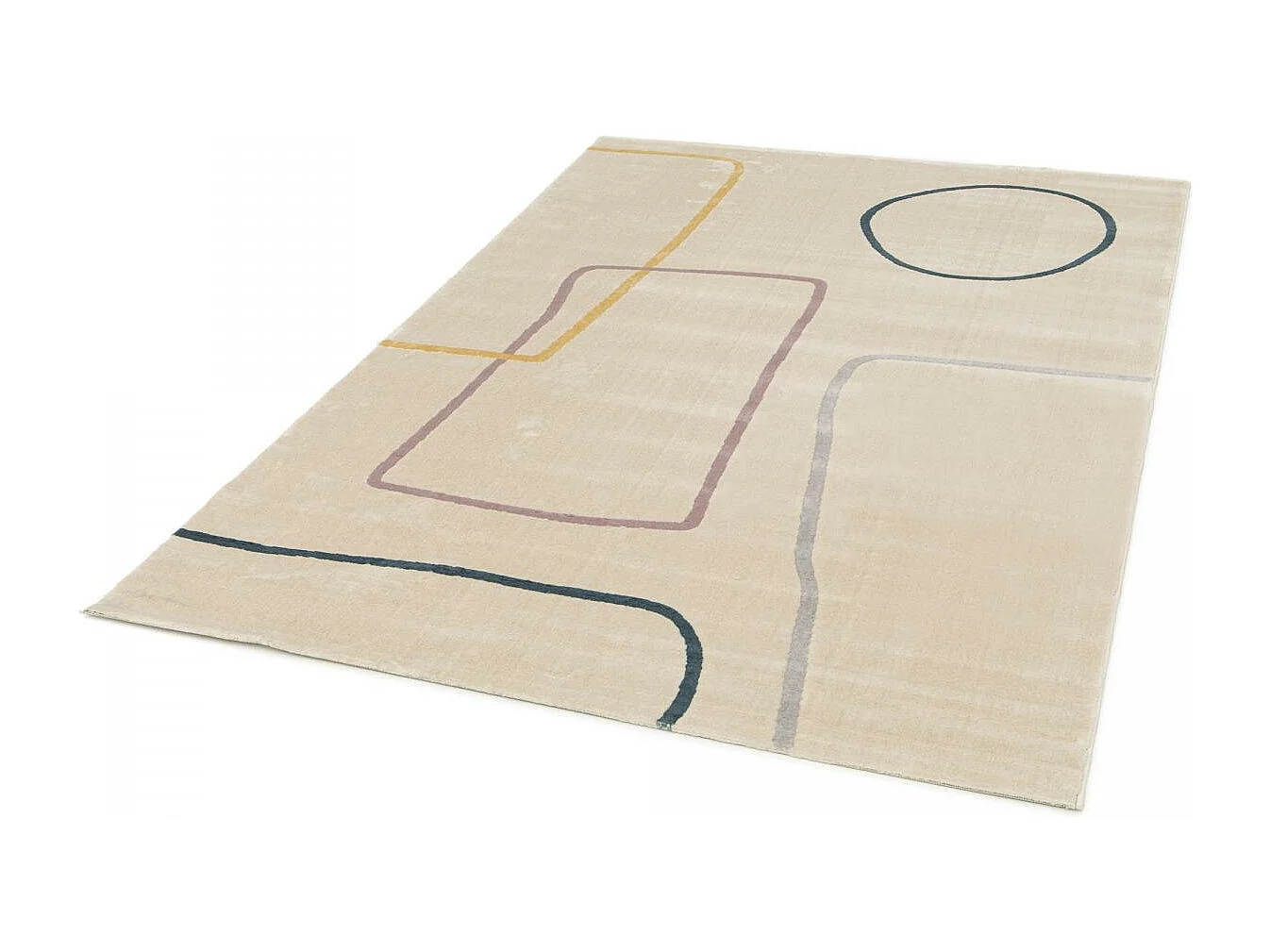 tapis chambre 80x150 tissé beige et jaune rectangle motif abstrait FLARINE 5