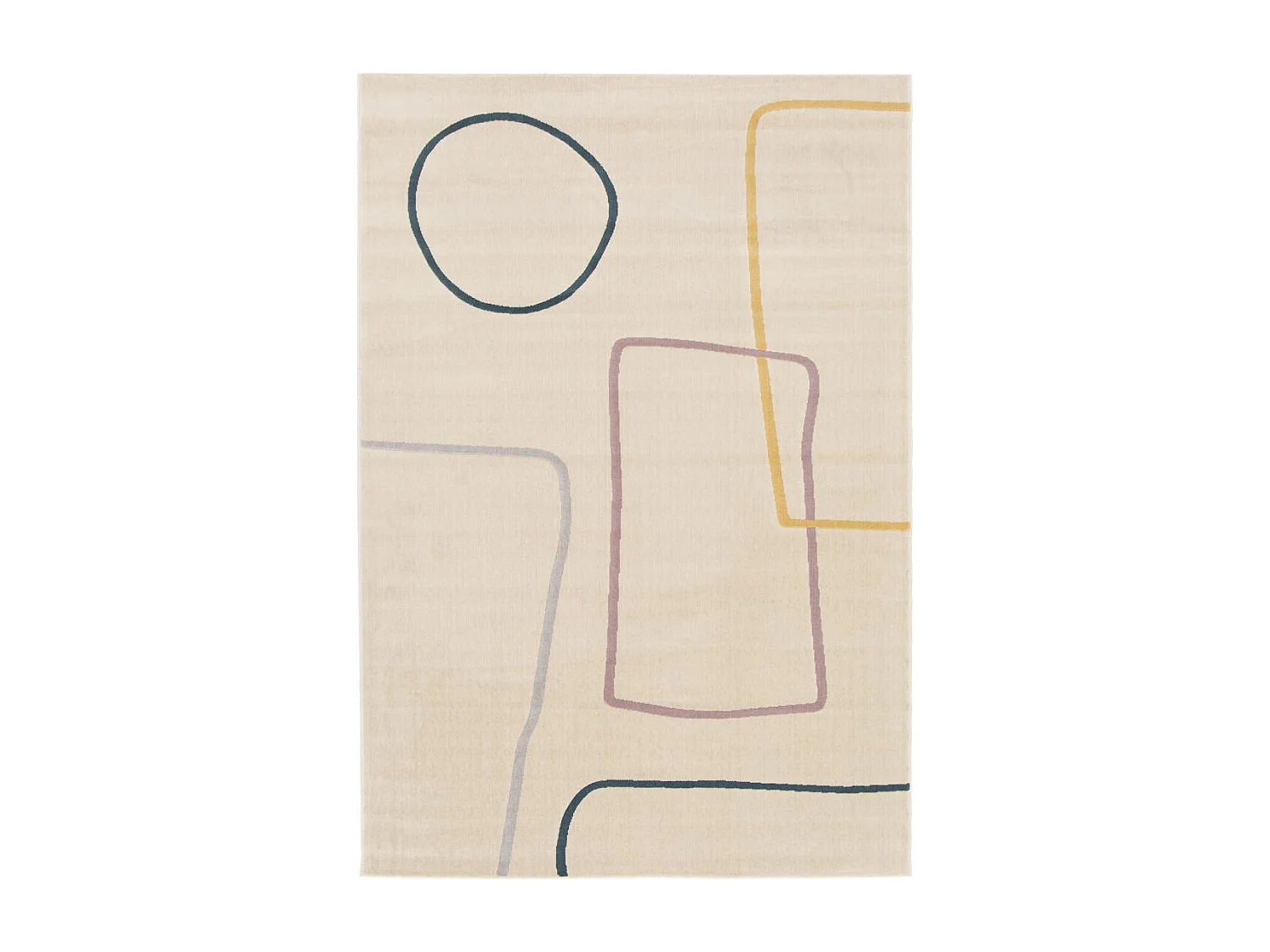 tapis chambre 80x150 tissé beige et jaune rectangle motif abstrait FLARINE 5