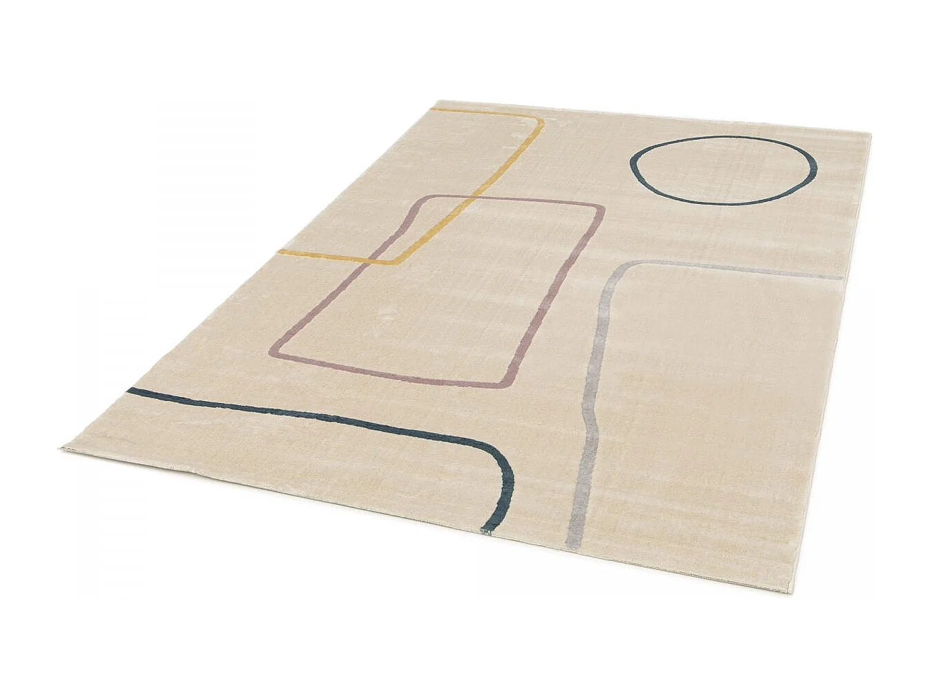 tapis chambre 80x150 tissé beige et jaune rectangle motif abstrait FLARINE 5